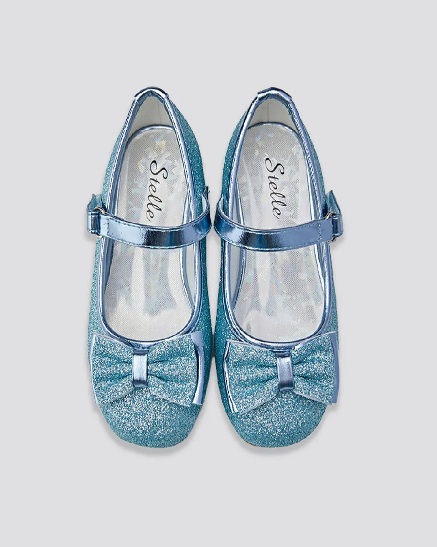 Girls Glitter Mary Jane Low Heel Shoes