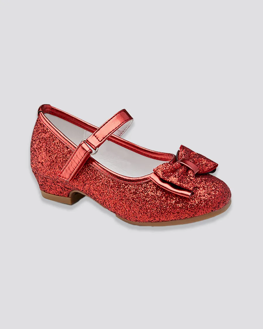 Girls Glitter Mary Jane Low Heel Shoes