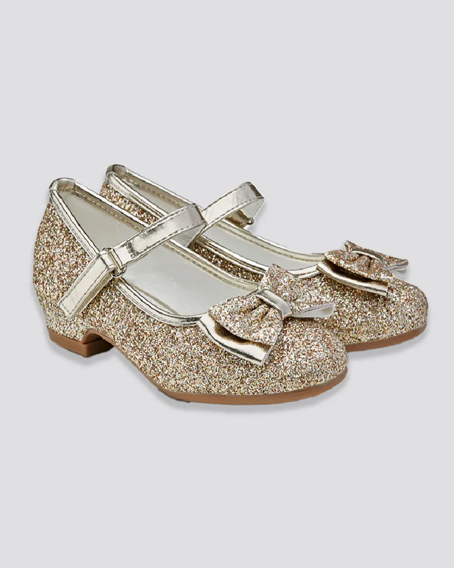 Girls Glitter Mary Jane Low Heel Shoes