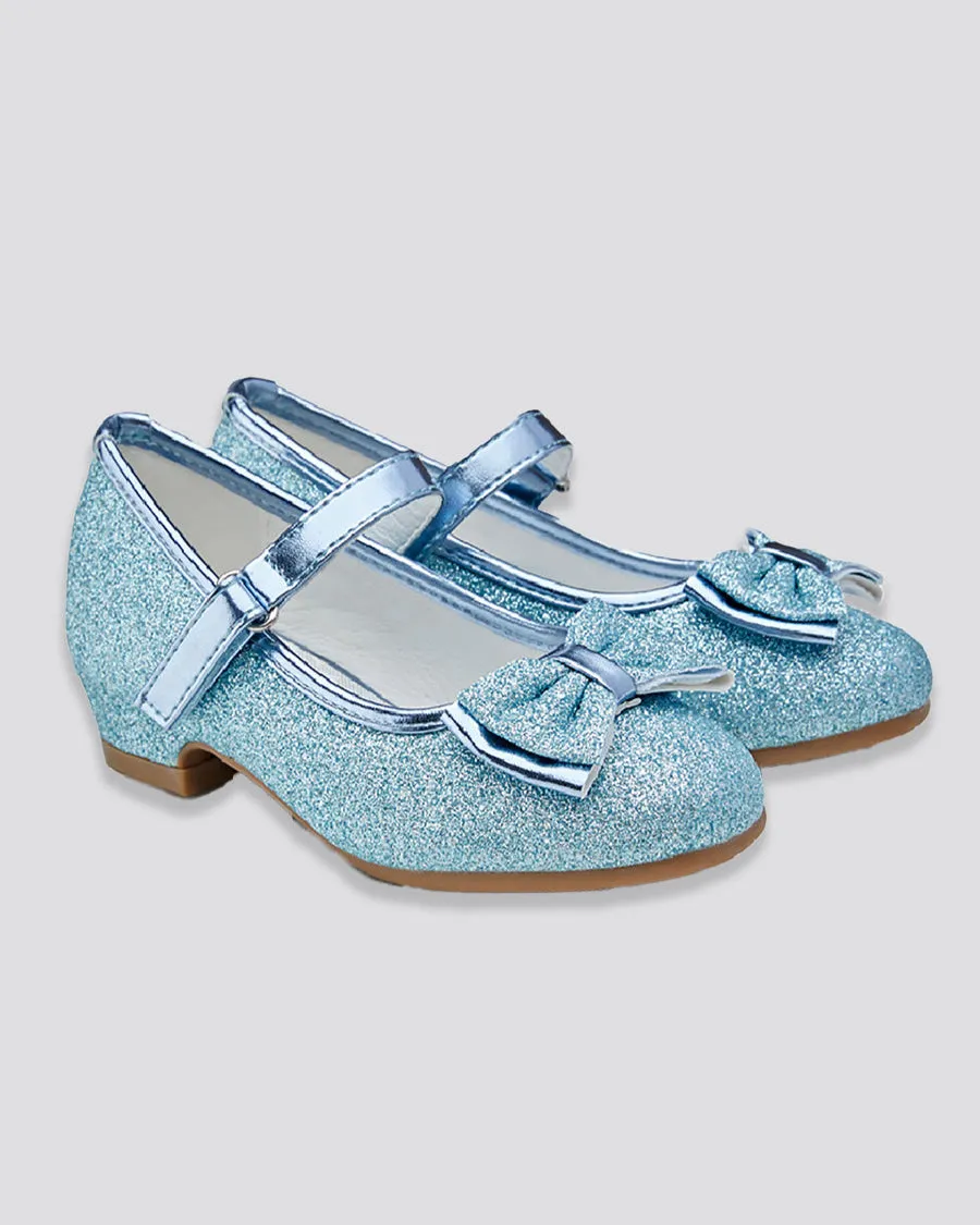 Girls Glitter Mary Jane Low Heel Shoes