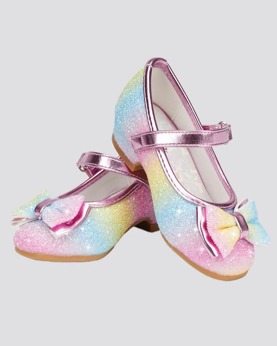 Girls Glitter Mary Jane Low Heel Shoes
