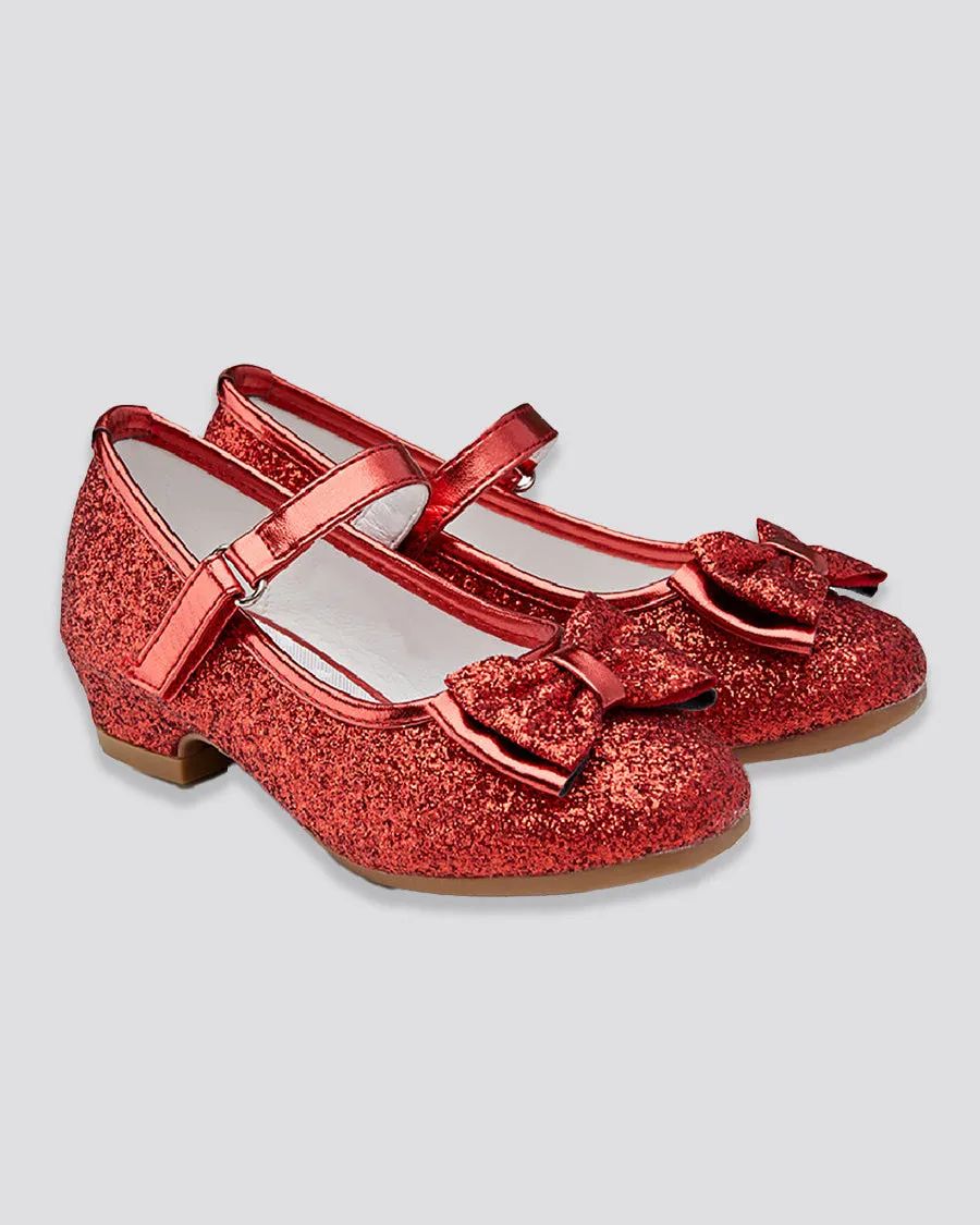 Girls Glitter Mary Jane Low Heel Shoes