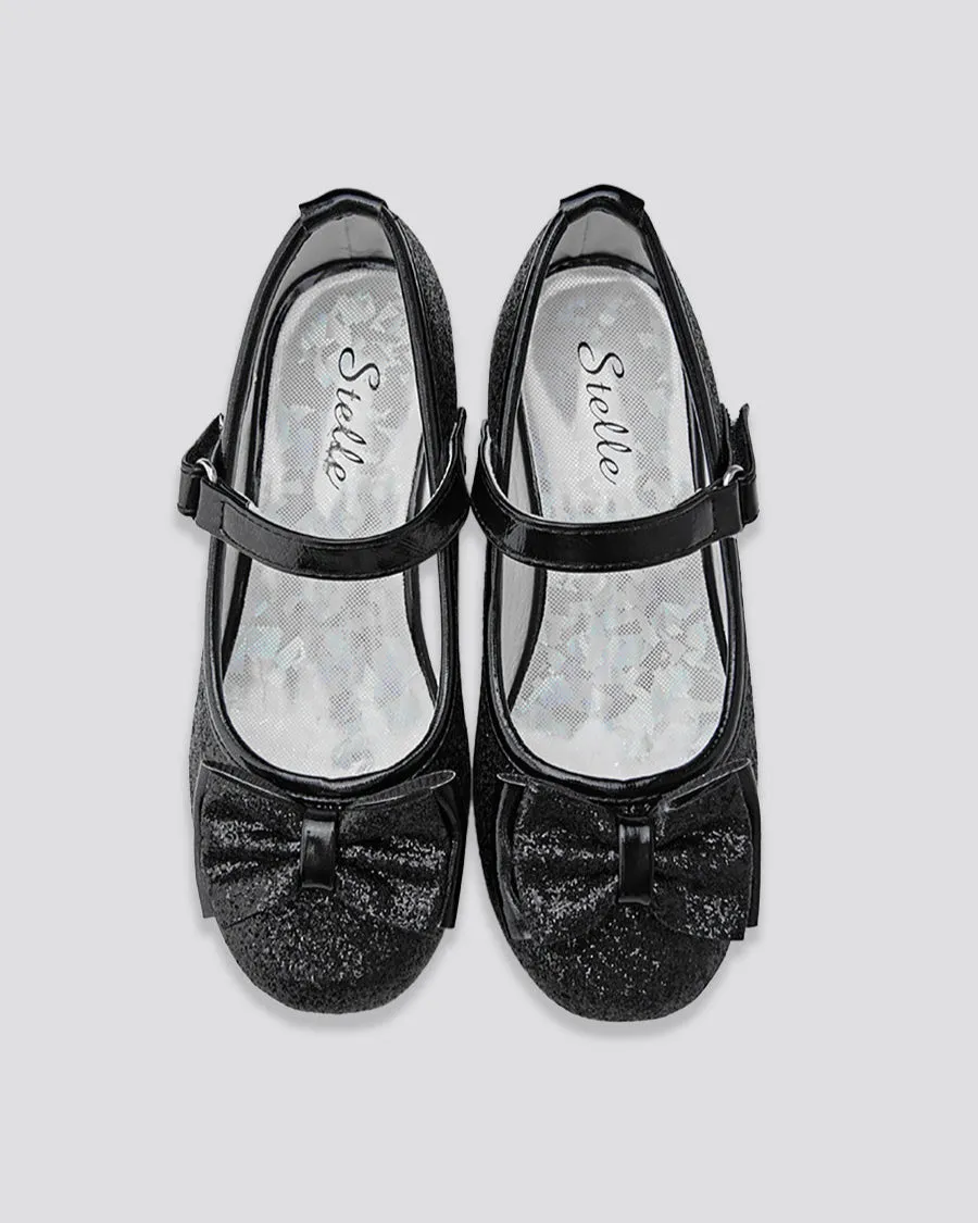 Girls Glitter Mary Jane Low Heel Shoes
