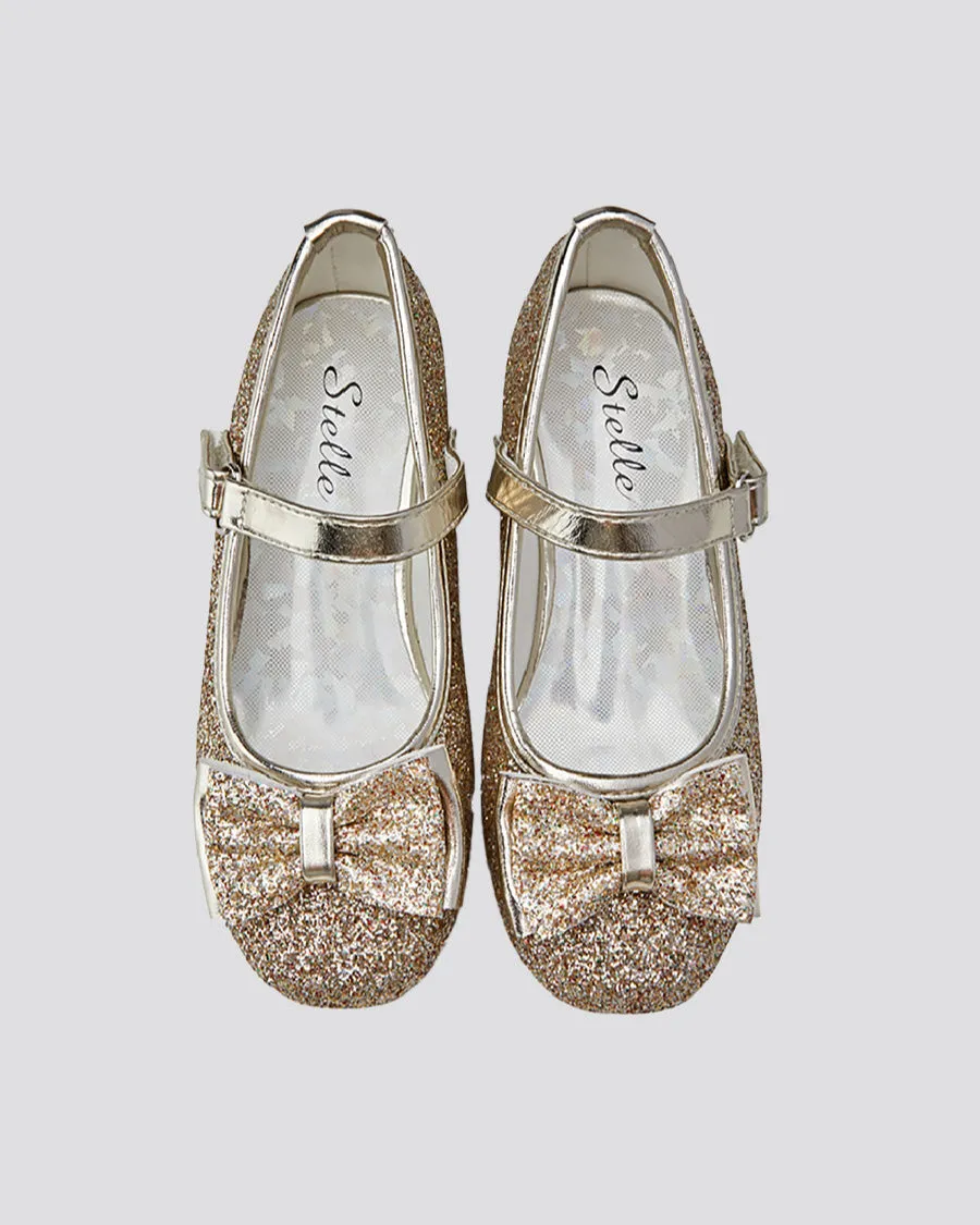 Girls Glitter Mary Jane Low Heel Shoes