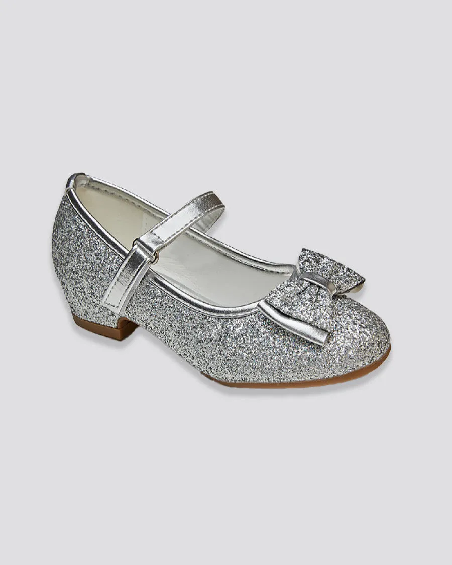 Girls Glitter Mary Jane Low Heel Shoes