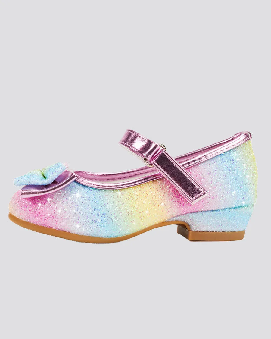 Girls Glitter Mary Jane Low Heel Shoes