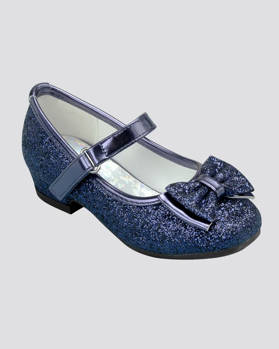 Girls Glitter Mary Jane Low Heel Shoes