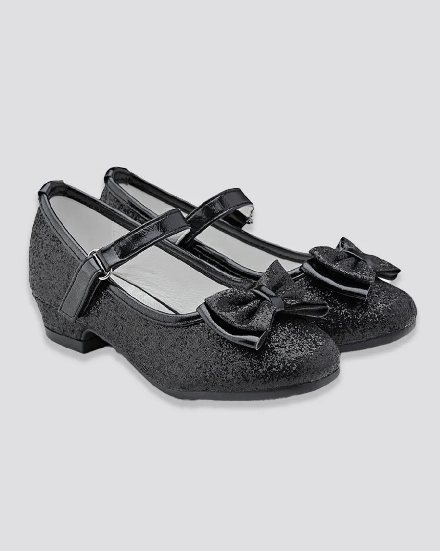 Girls Glitter Mary Jane Low Heel Shoes