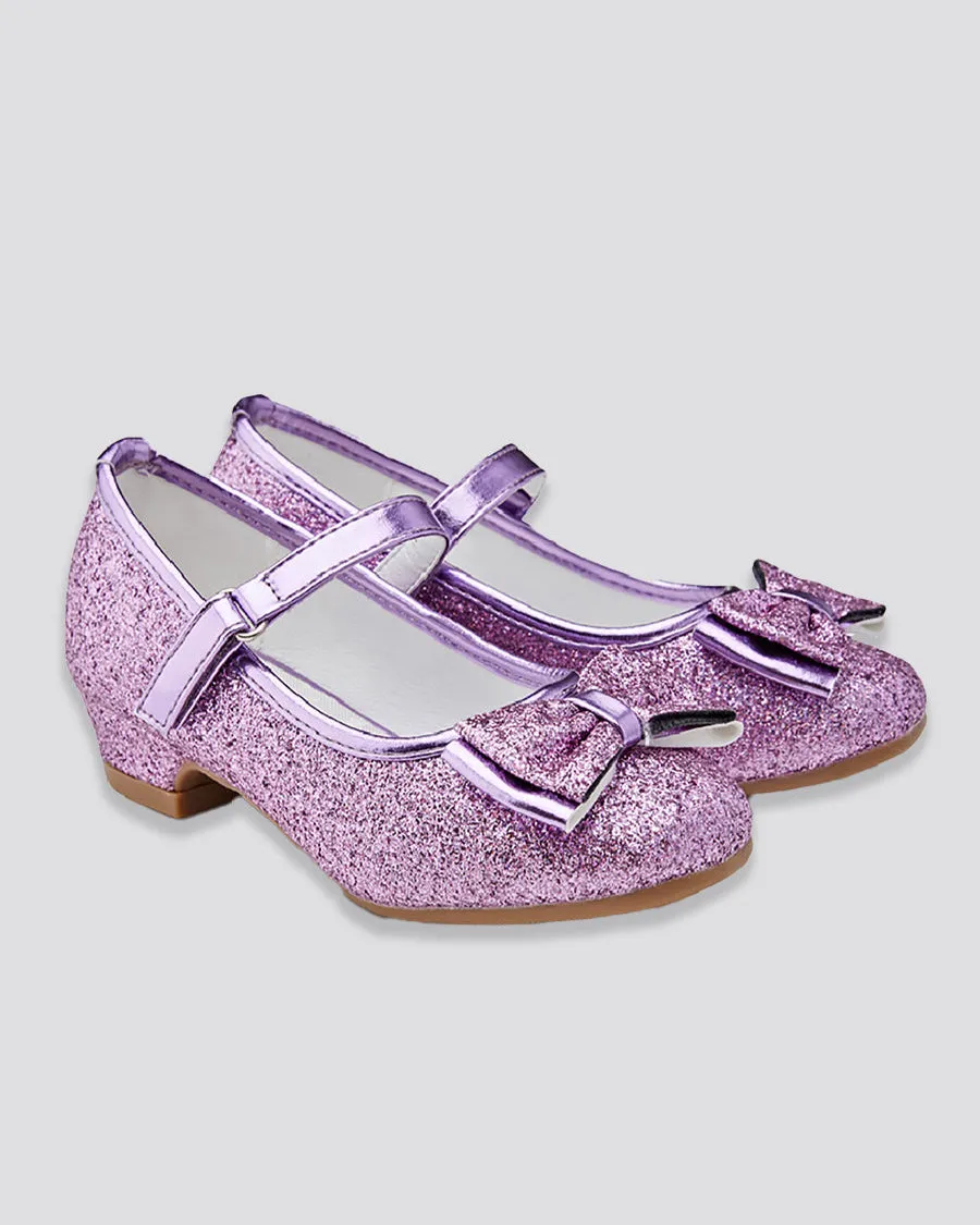 Girls Glitter Mary Jane Low Heel Shoes