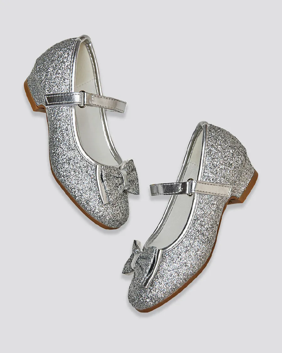 Girls Glitter Mary Jane Low Heel Shoes