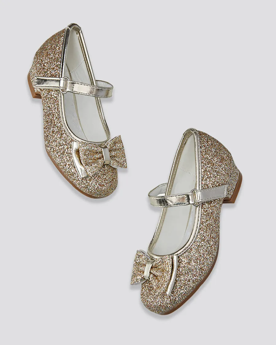 Girls Glitter Mary Jane Low Heel Shoes