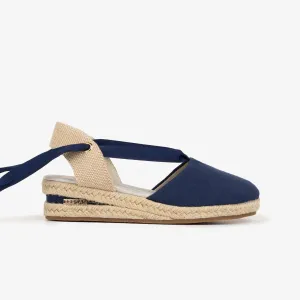 Girl's Navy Wedge Canvas Espadrilles
