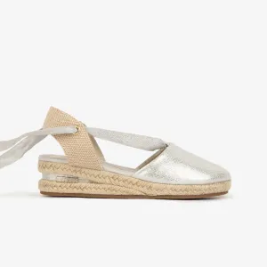Girl's Silver Wedge Canvas Espadrilles
