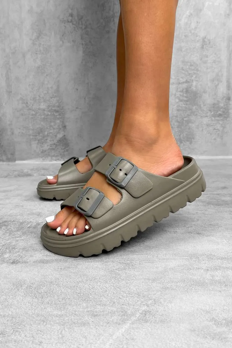 HAVANA Chunky Buckle Sandals - Khaki