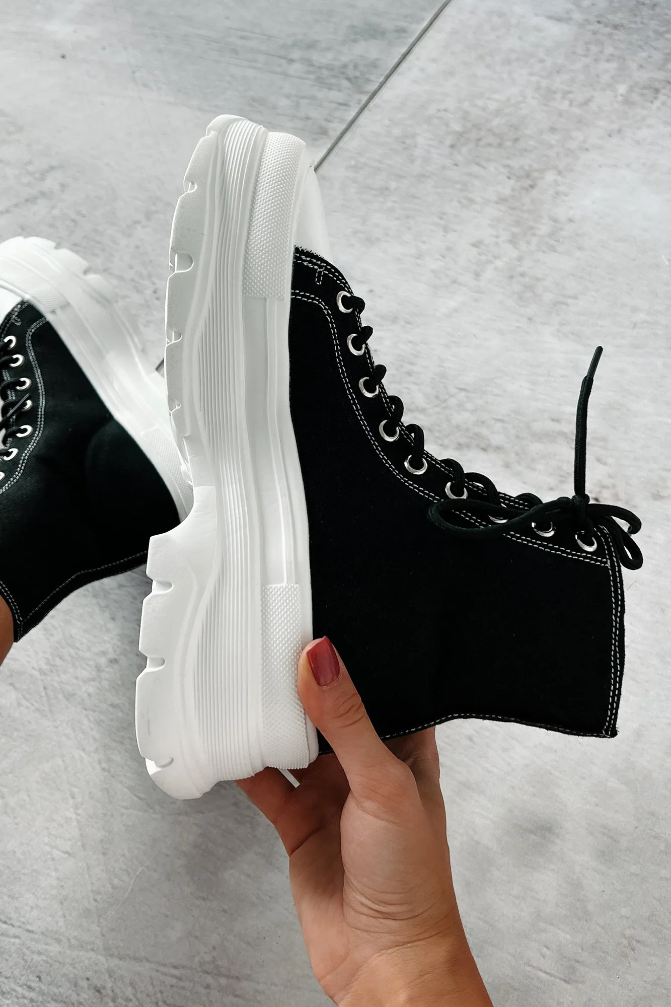 Just Another Dreamer Platform High Top Sneakers (Black)