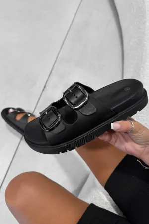 LEAH Chunky Buckle Sandals - Black