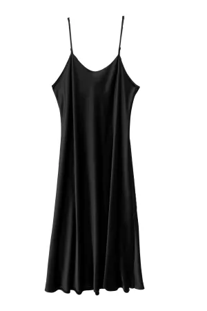 Leah Easy Satin Maxi Slip Dress - Black