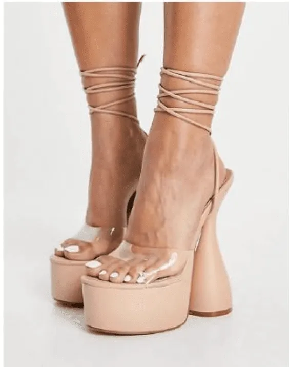 LEMONADE Bite Me Lace Up Platform Statement Heel Sandals