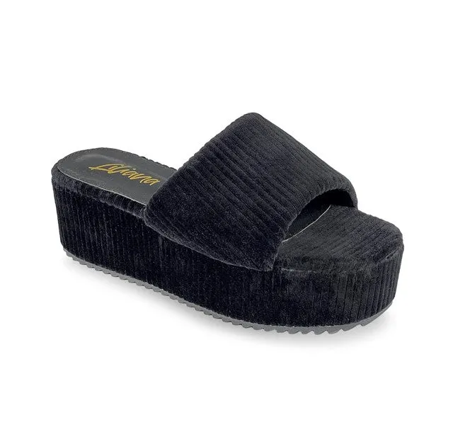 Liliana Rookie-10 Velvet Platform Slides