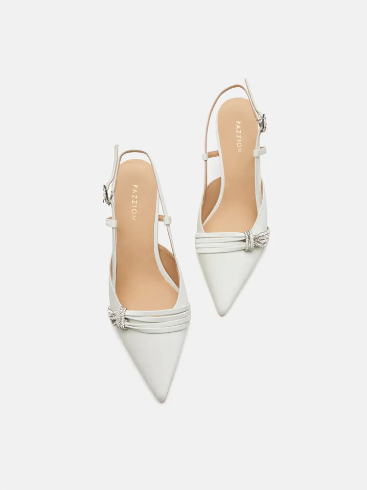 Madeleine Crystal Embellished Silk Slingback Heels