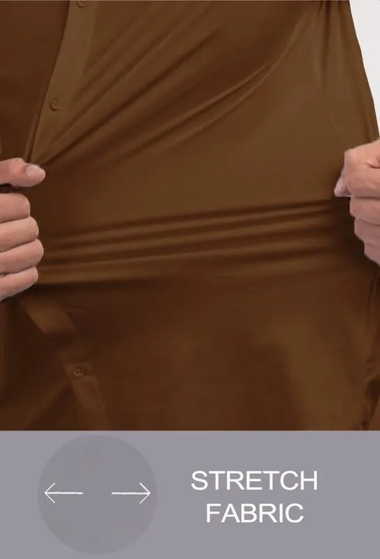 Men??s Muscle Fit Dress Shirts Athletic Slim Fit Short Sleeve Stretch Casual Button Down Shirt