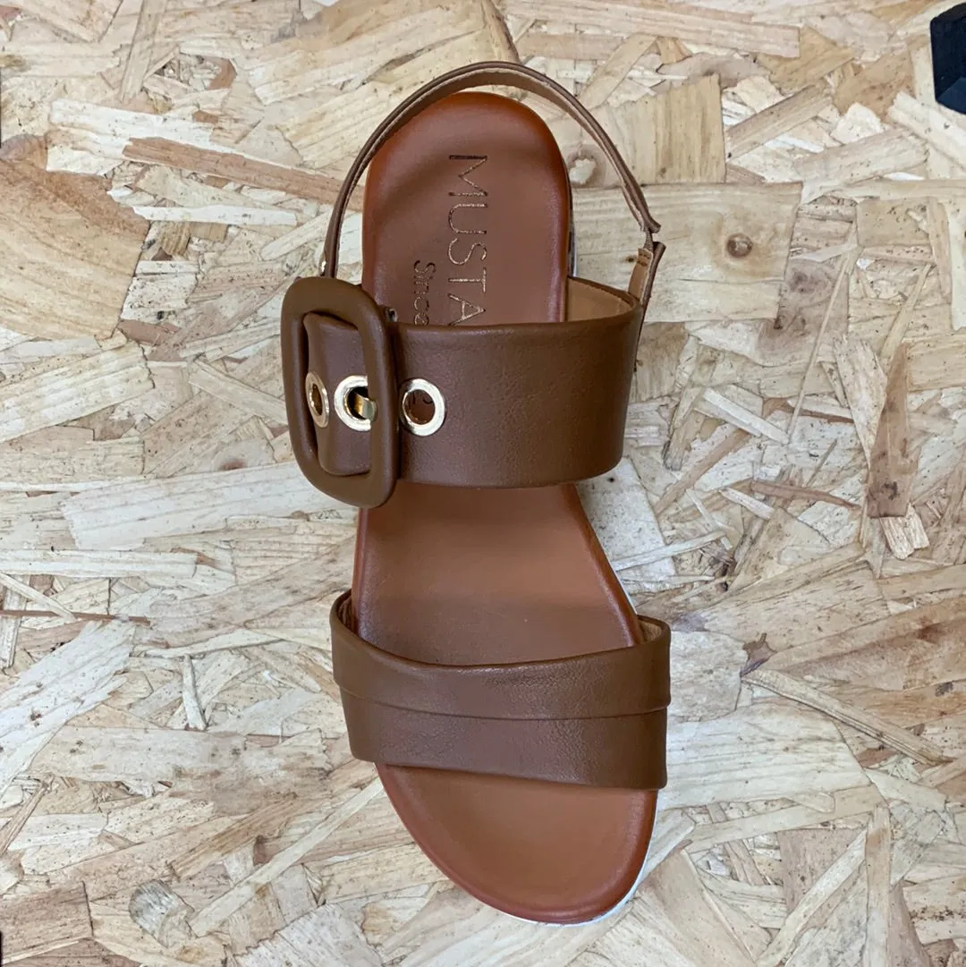 Mustang Womens Fashion Platform Sandals - Cognac