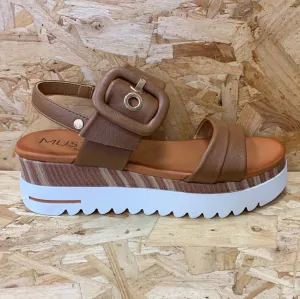 Mustang Womens Fashion Platform Sandals - Cognac