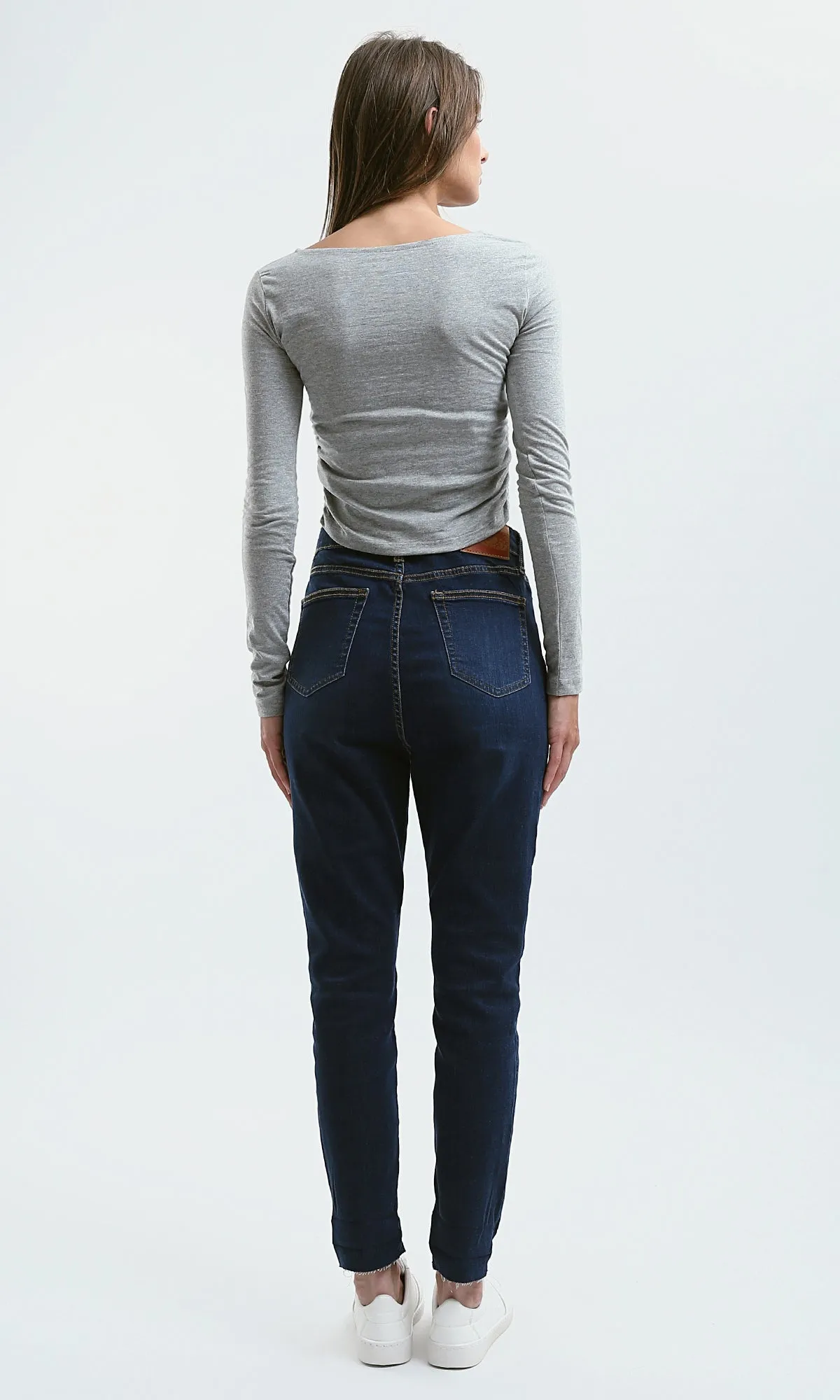 O187841 Heather Light Grey Slip On Cropped Top