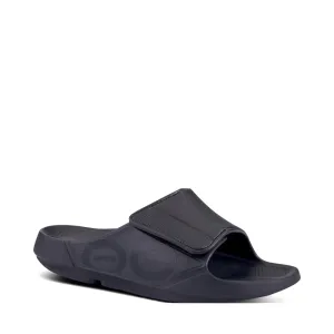 OOfos OOahh Sport Flex Adjustable Slide Sandal in Black