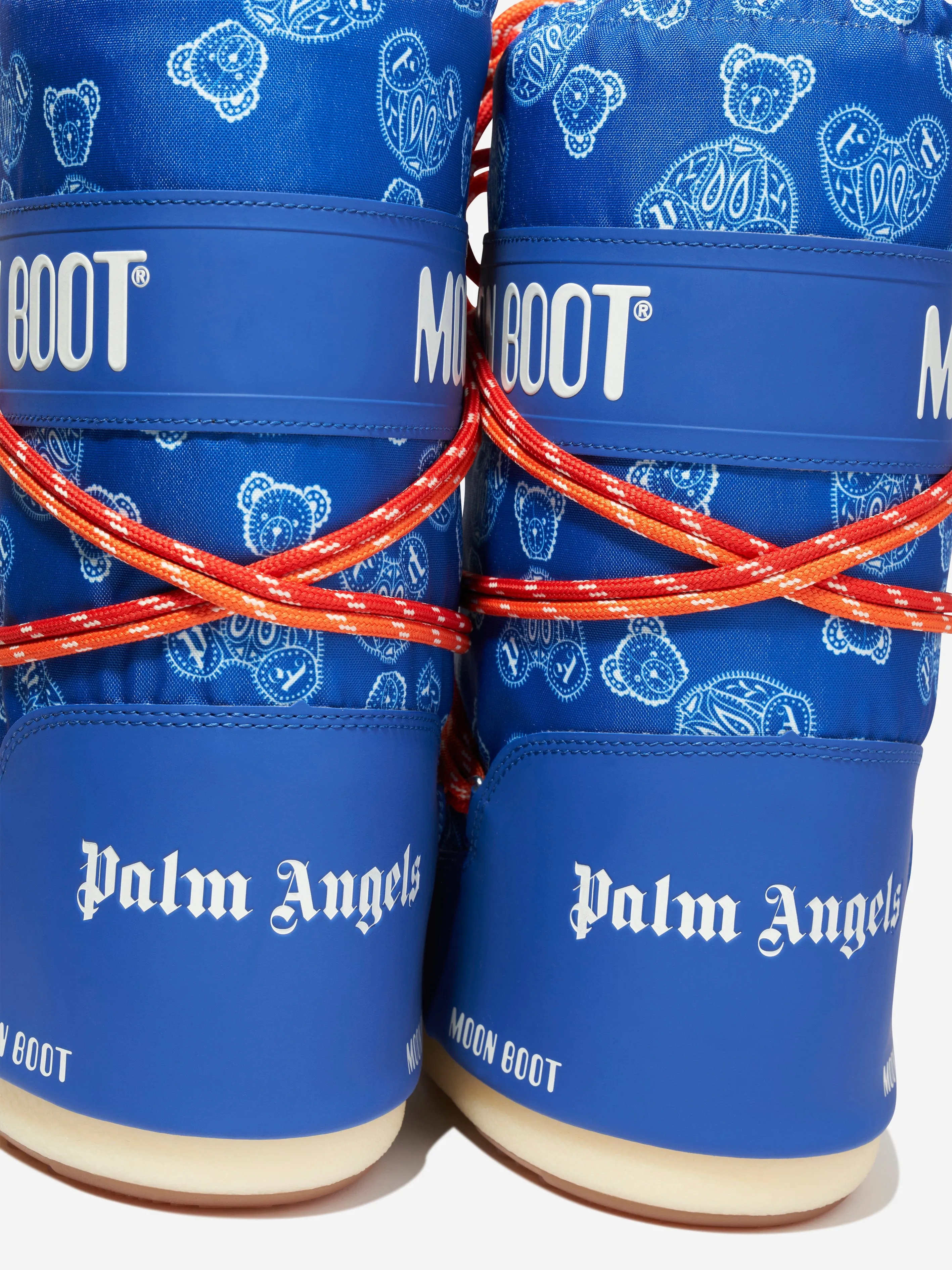 Palm Angels Boys Paisley Bears Moon Boots in Blue