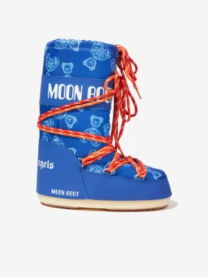 Palm Angels Boys Paisley Bears Moon Boots in Blue