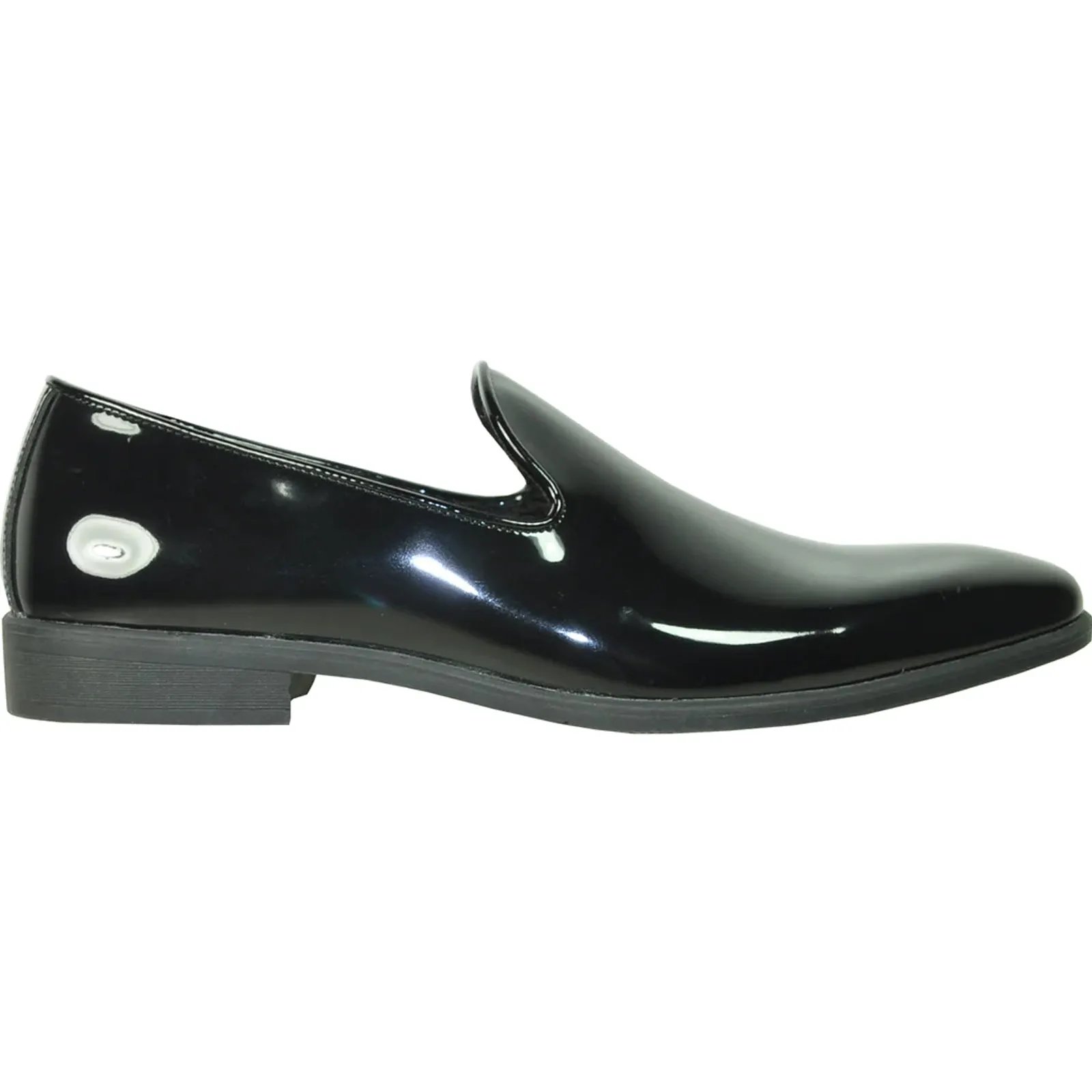 "Black Men's Classic Patent Loafer - Plain Toe Slip-On Tuxedo Shoe"