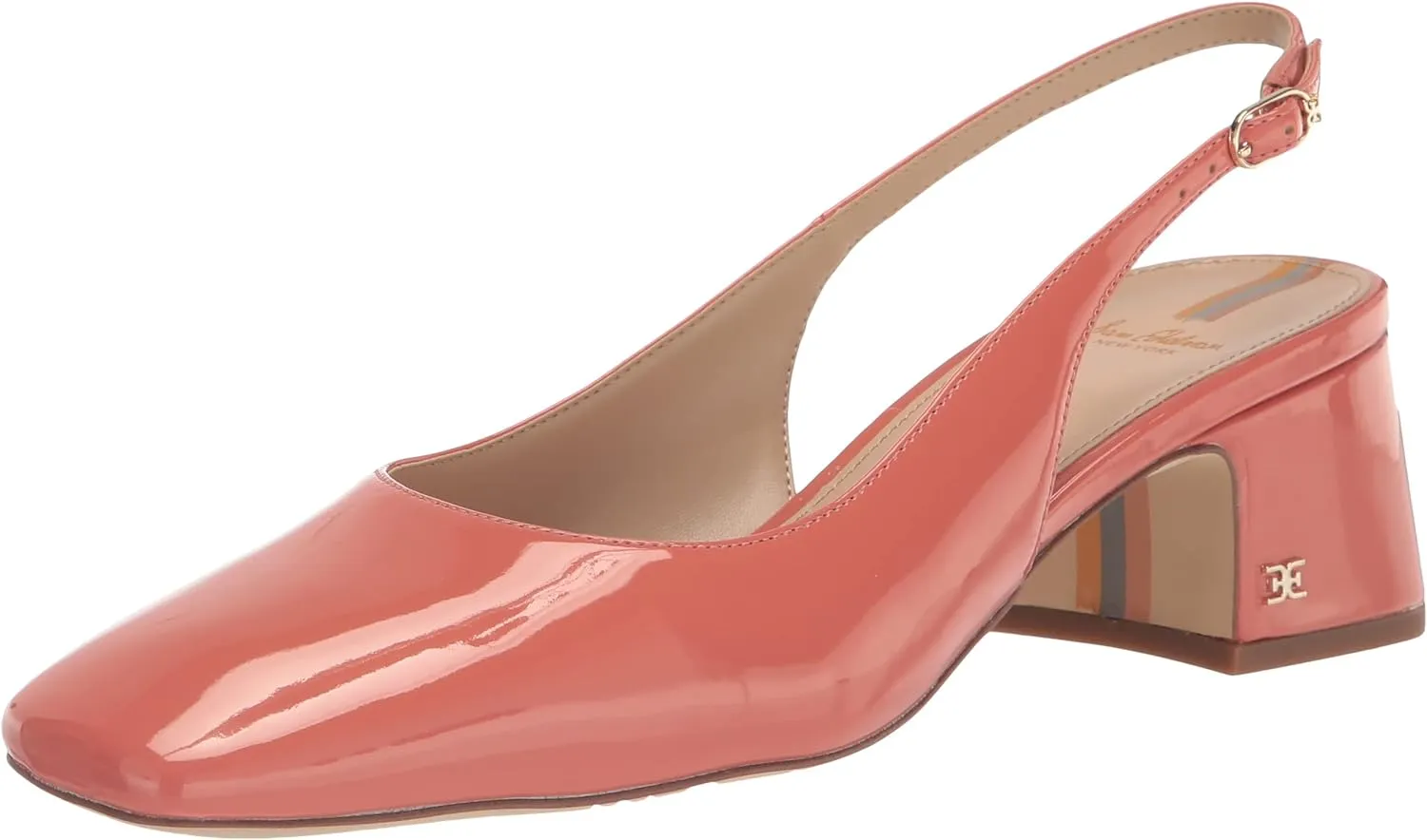 Sam Edelman Terra Terracotta Pink Slingback Strap Squared Toe Block Heel Pumps