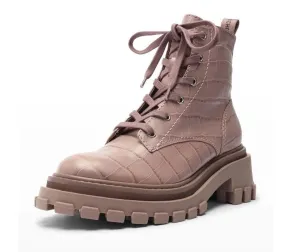 Schutz Sweet Lilac Womens Rounded Toe Lace Up Fashion Chunky Ankle Boots