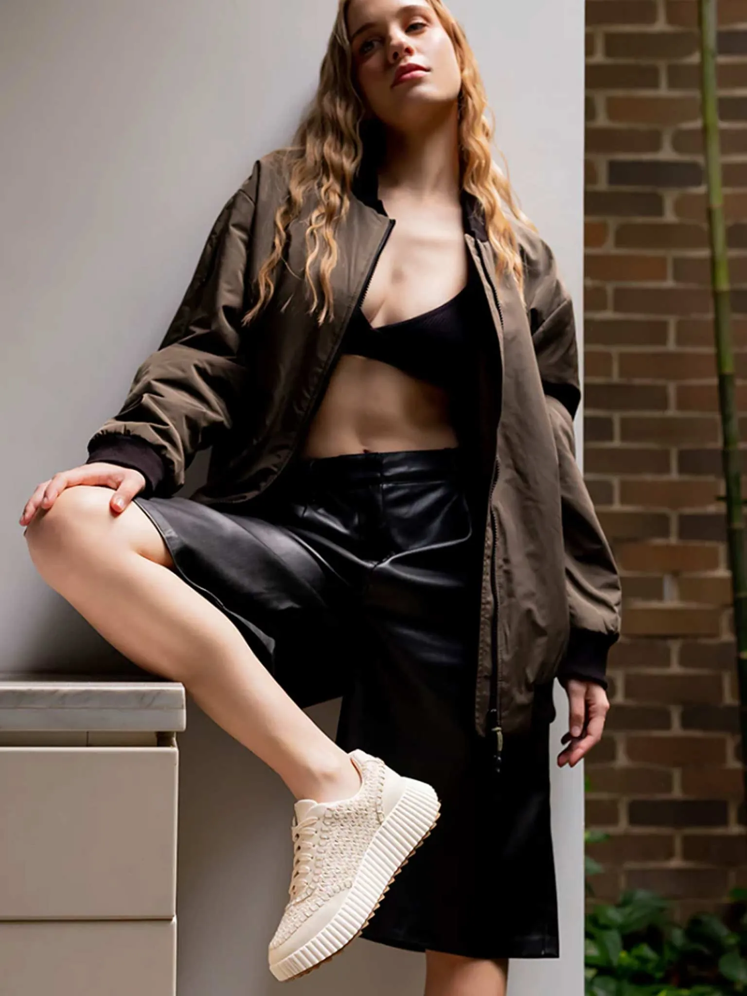 Selina Woven Sneaker in Bone