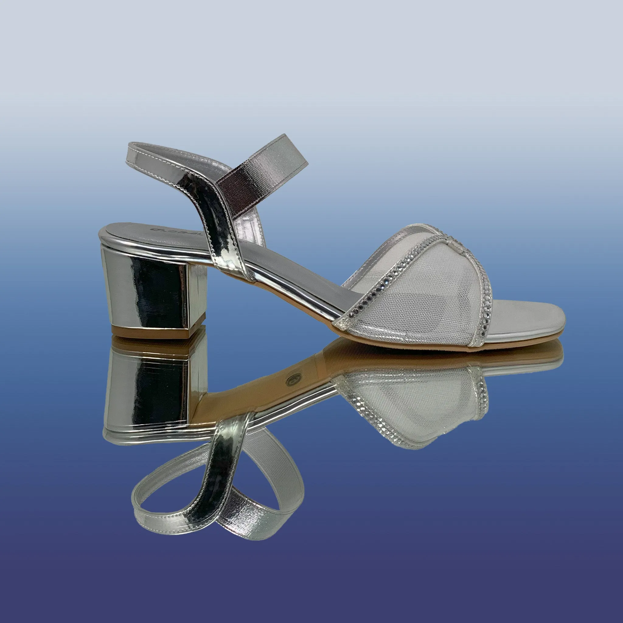 Silver Mesh Block Heels