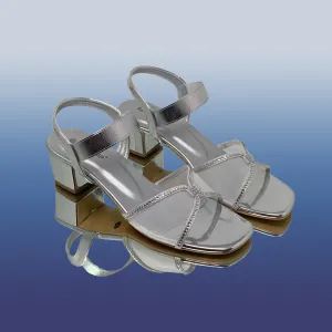 Silver Mesh Block Heels