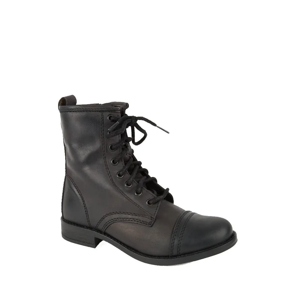 Steve Madden Women's Charrie Combat Boot in Black Leather