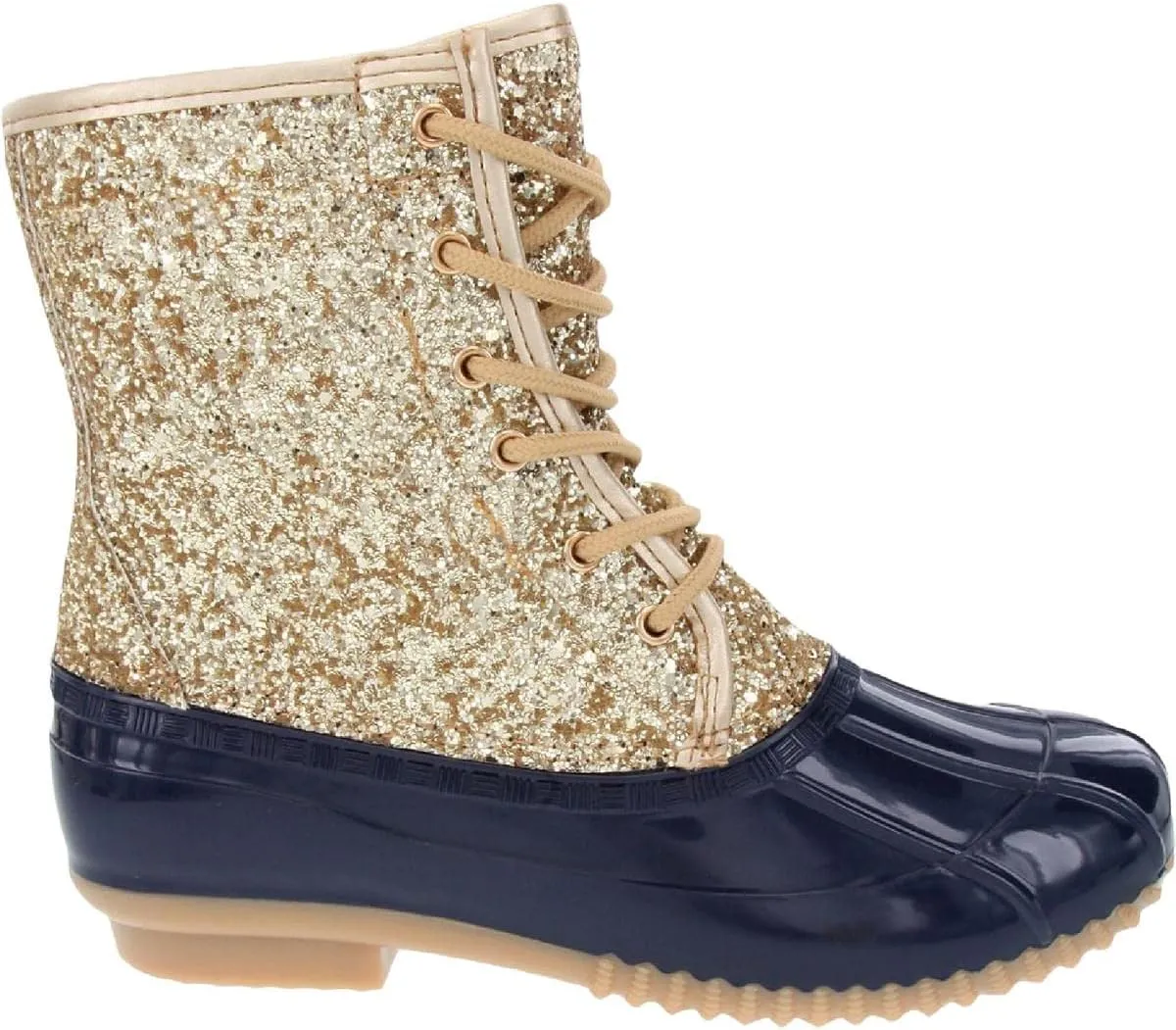 Sugar Women's Skylar Insulated Snow Duck Boots  Color Gold Glitter/Navy Size 9M