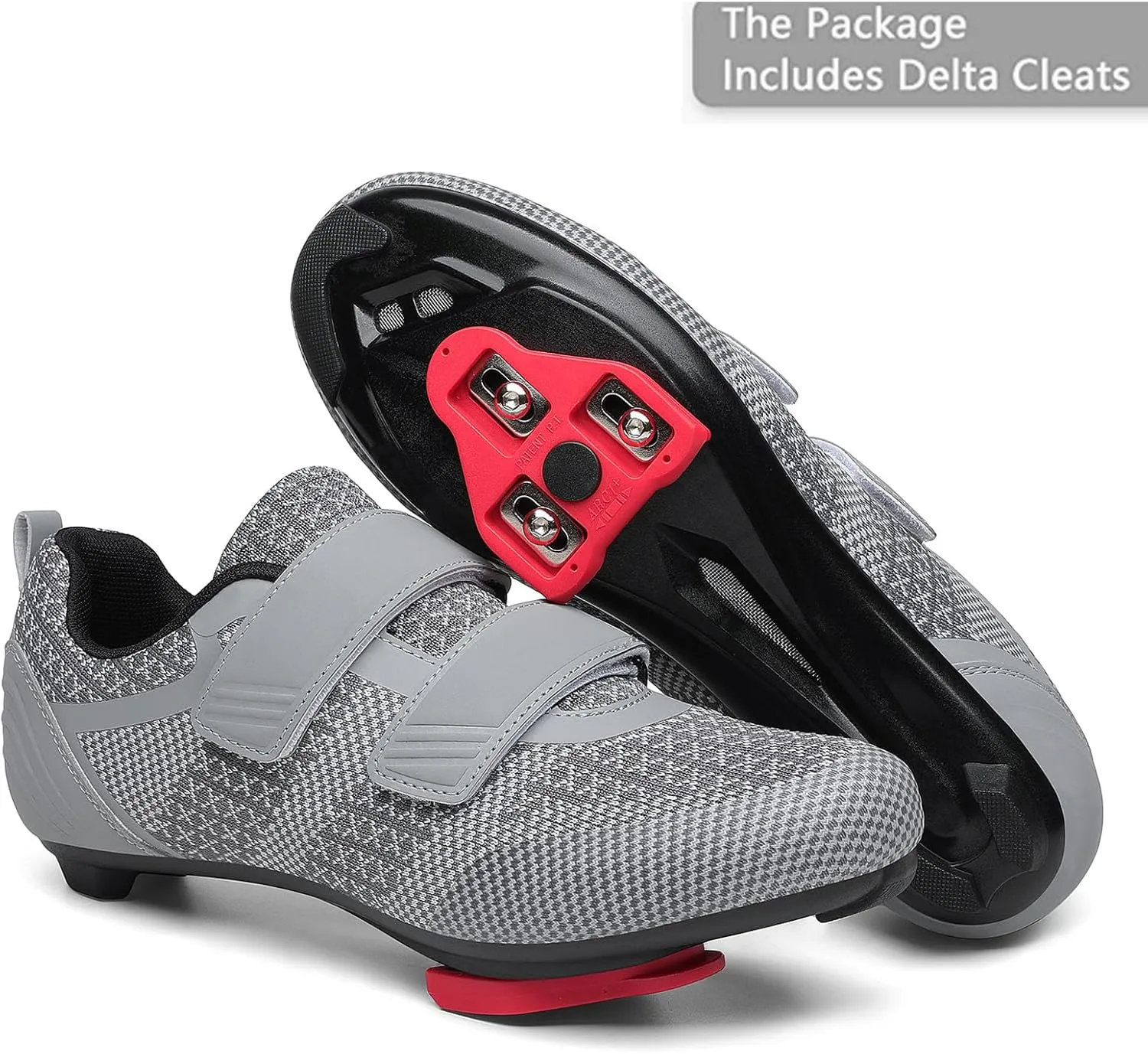 Unisex Road Bike Cycling Shoes Compatible with Peloton Shimano SPD Bike Riding Shoes for Men Women, 3 Straps, Pre-Installed Delta Cleats for Indoor Outdoor Cycling Biking