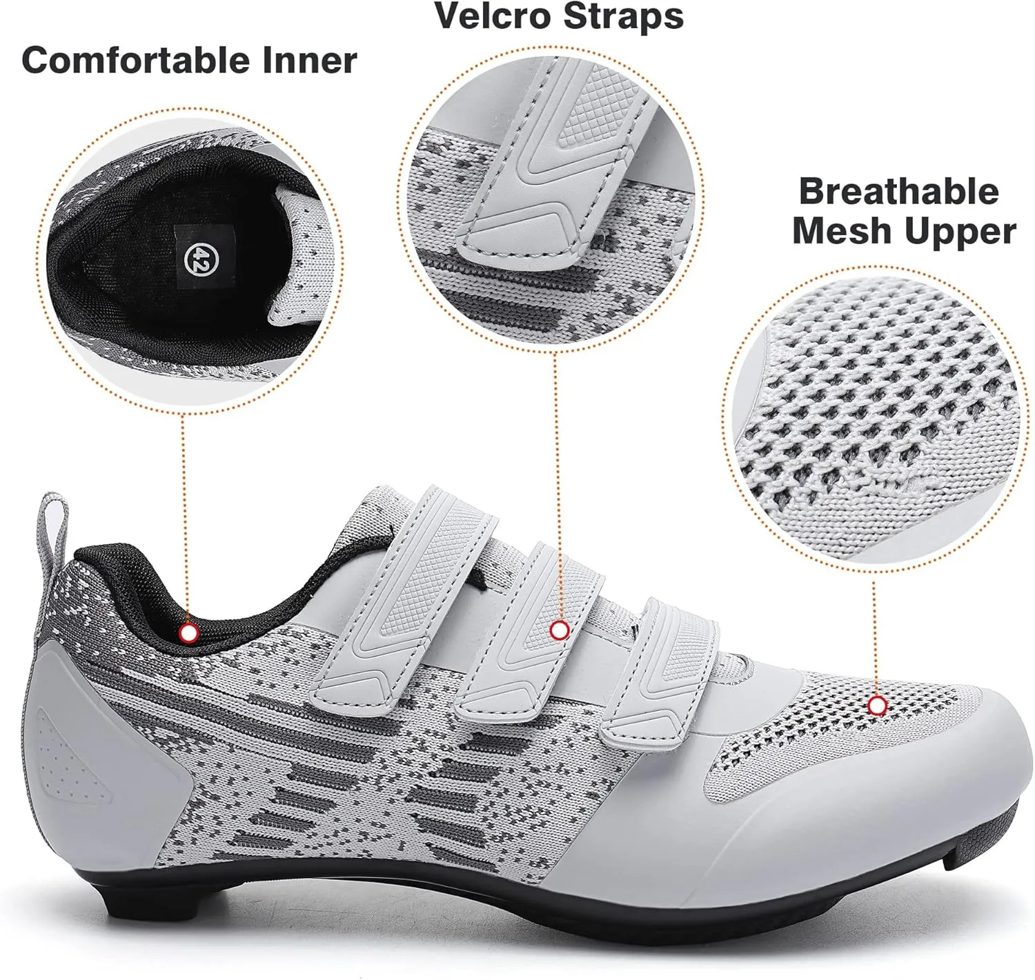 Unisex Road Bike Cycling Shoes Compatible with Peloton Shimano SPD Bike Riding Shoes for Men Women, 3 Straps, Pre-Installed Delta Cleats for Indoor Outdoor Cycling Biking