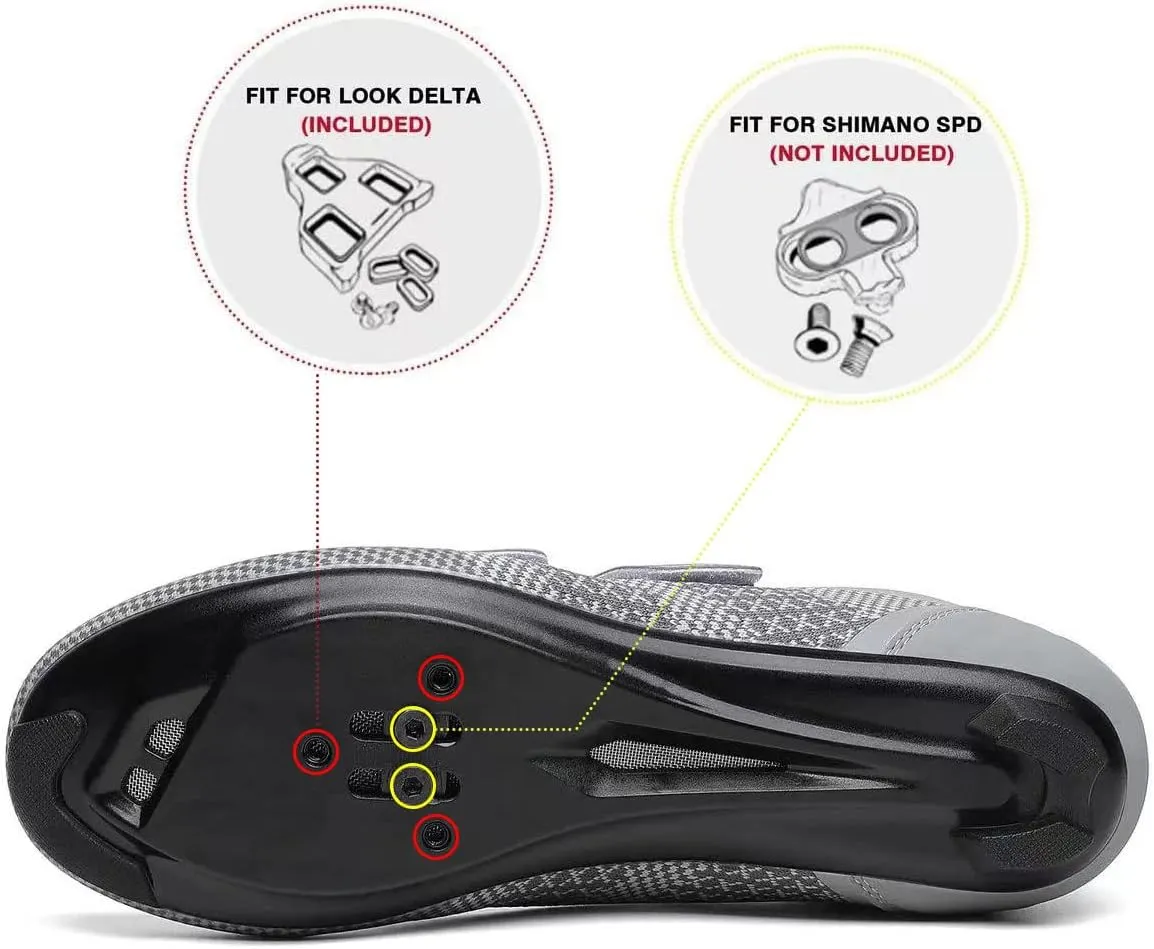 Unisex Road Bike Cycling Shoes Compatible with Peloton Shimano SPD Bike Riding Shoes for Men Women, 3 Straps, Pre-Installed Delta Cleats for Indoor Outdoor Cycling Biking