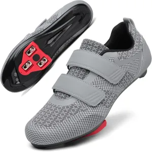 Unisex Road Bike Cycling Shoes Compatible with Peloton Shimano SPD Bike Riding Shoes for Men Women, 3 Straps, Pre-Installed Delta Cleats for Indoor Outdoor Cycling Biking