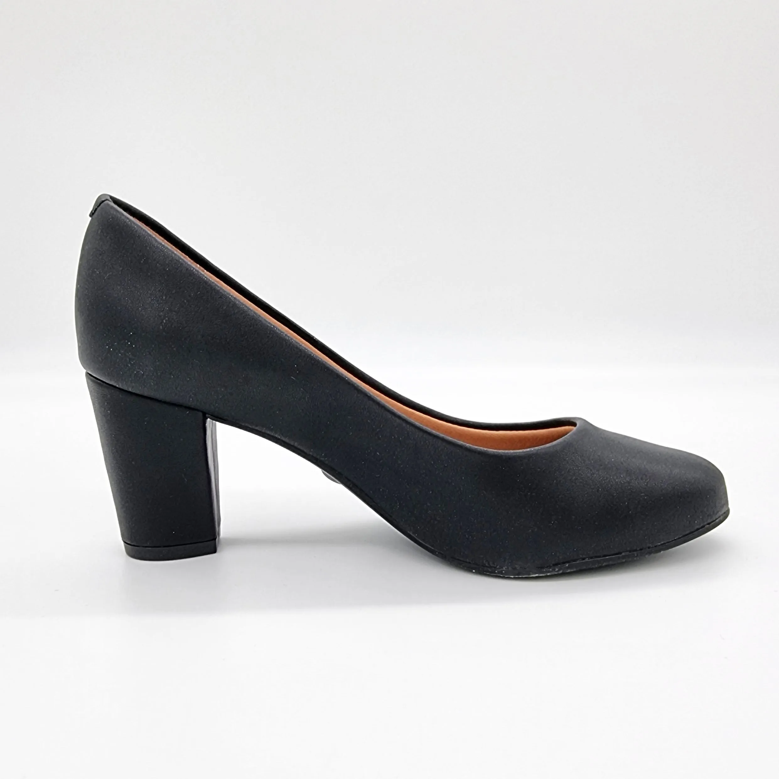 Vizzano 1259-200 Block Heel Round Toe Pump in Black Napa