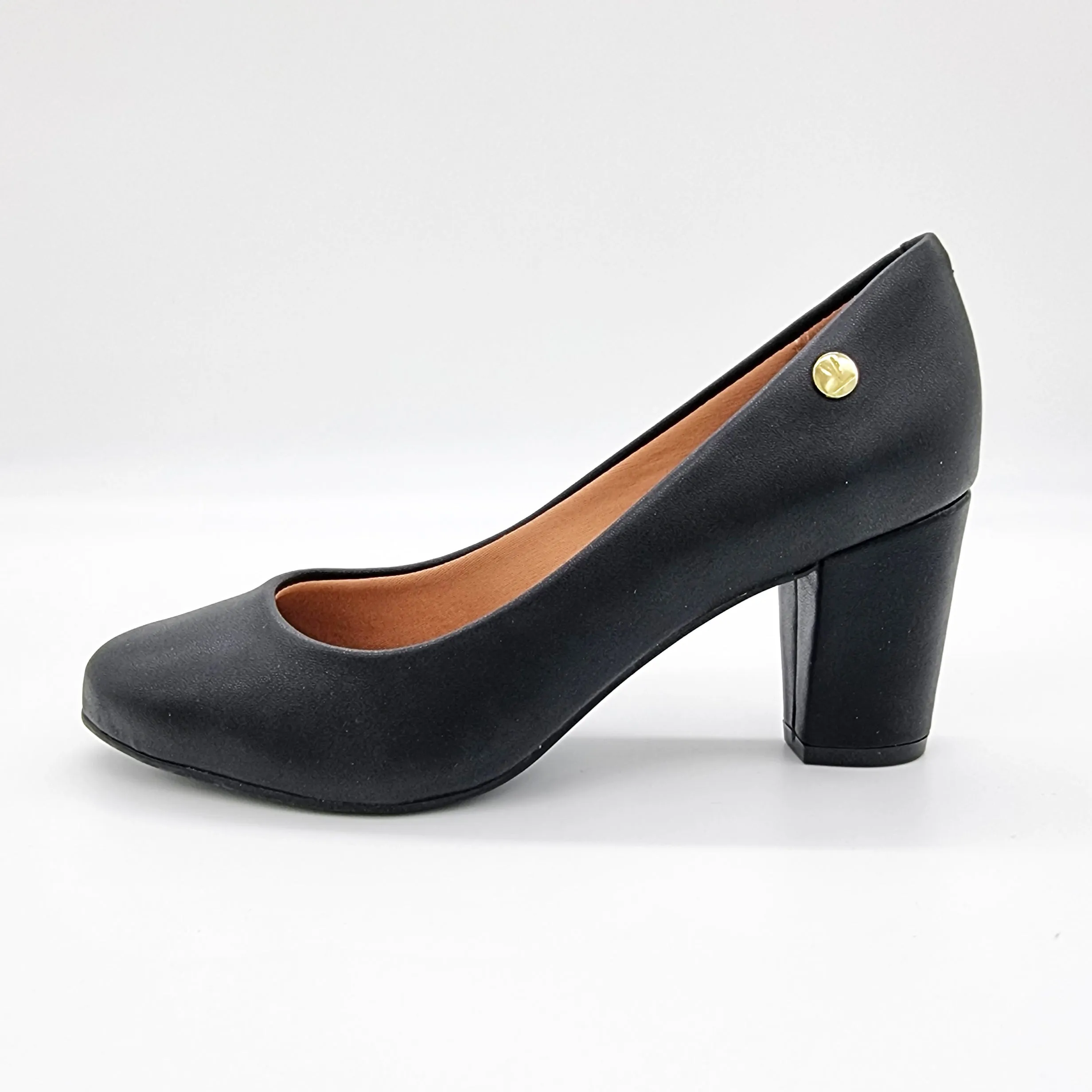 Vizzano 1259-200 Block Heel Round Toe Pump in Black Napa