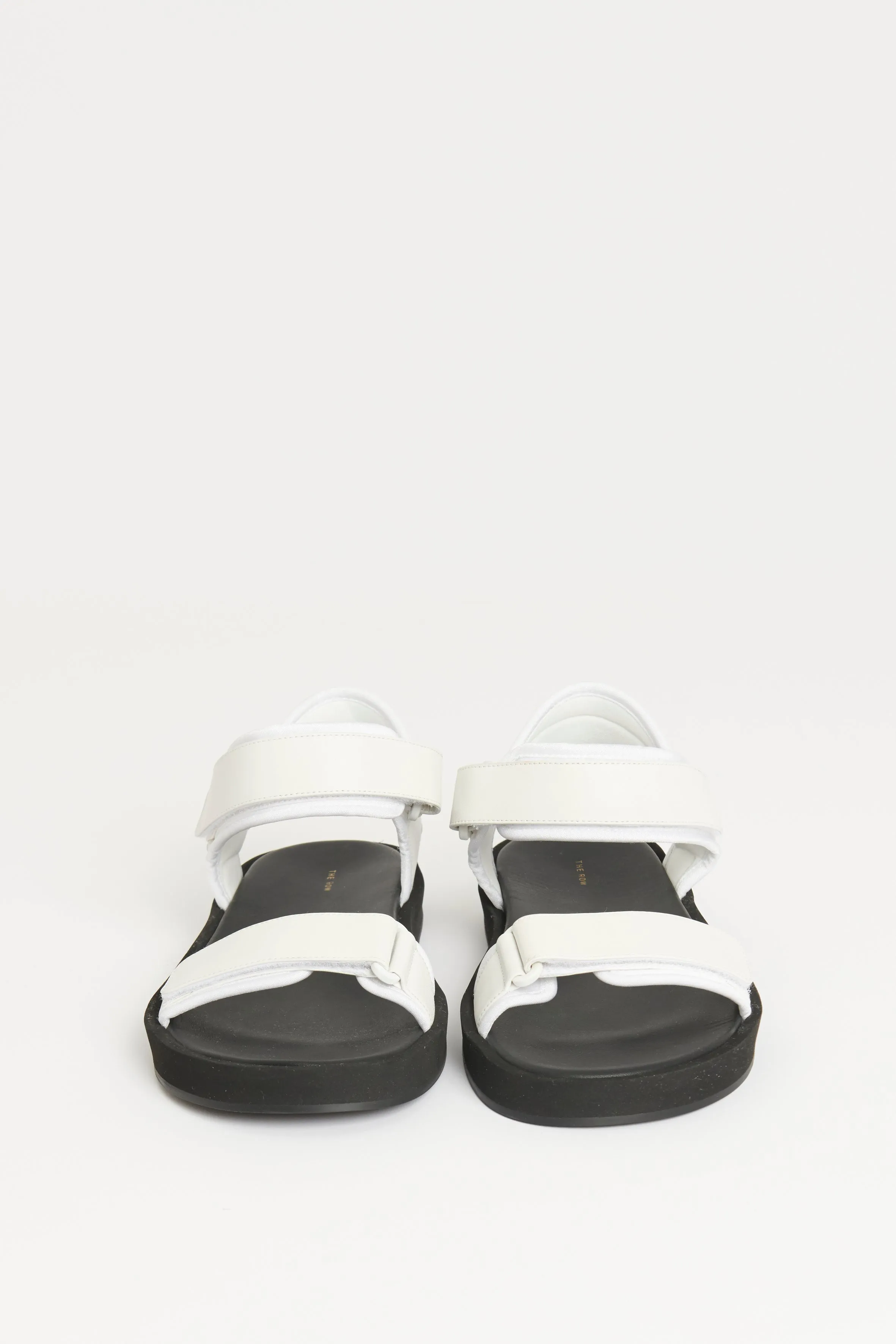 White Hook and Loop Leather Preowned Sandal