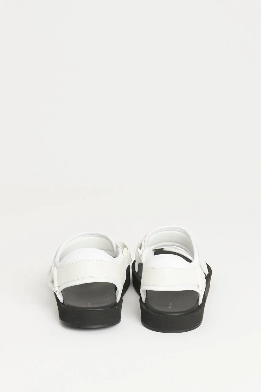 White Hook and Loop Leather Preowned Sandal