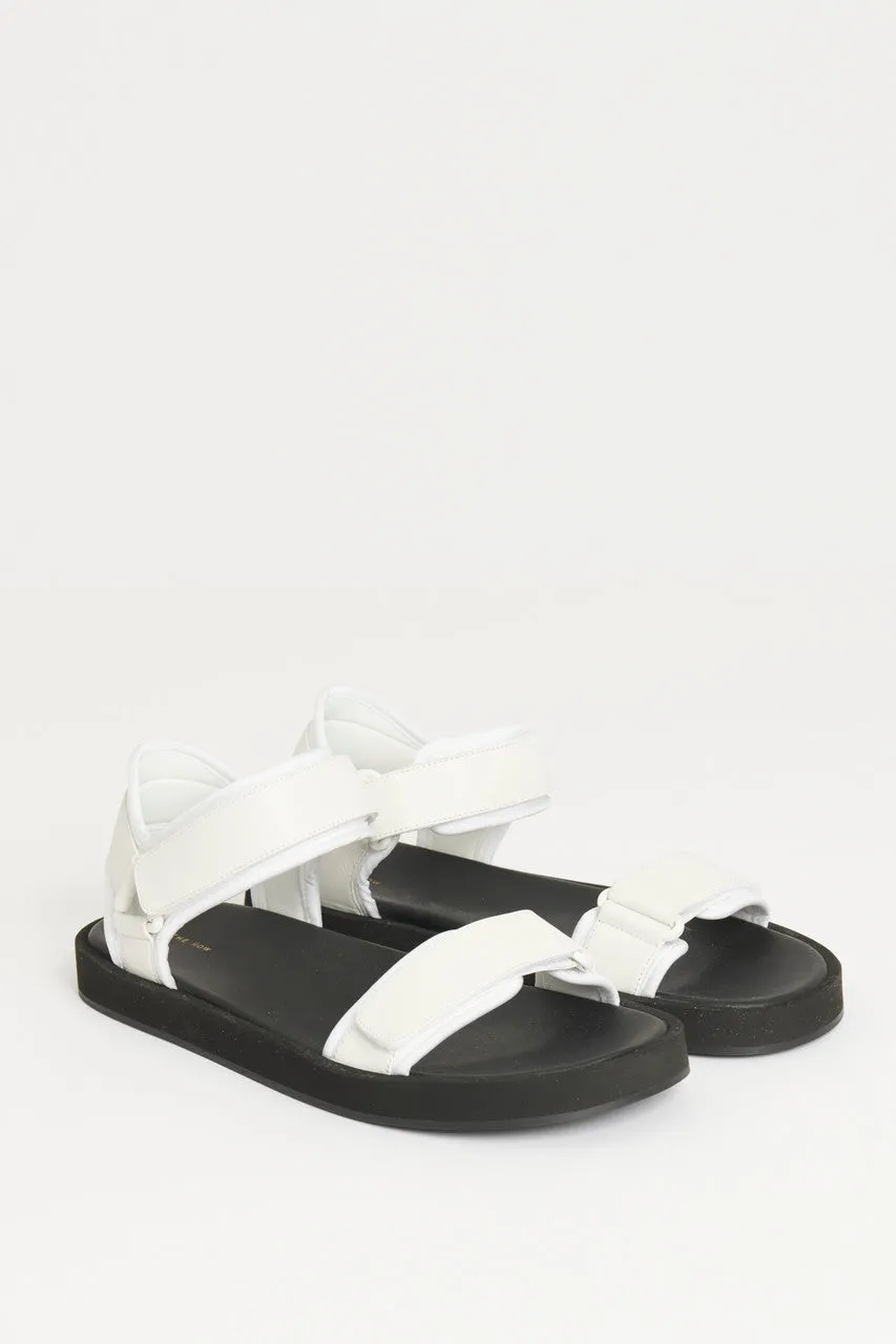 White Hook and Loop Leather Preowned Sandal