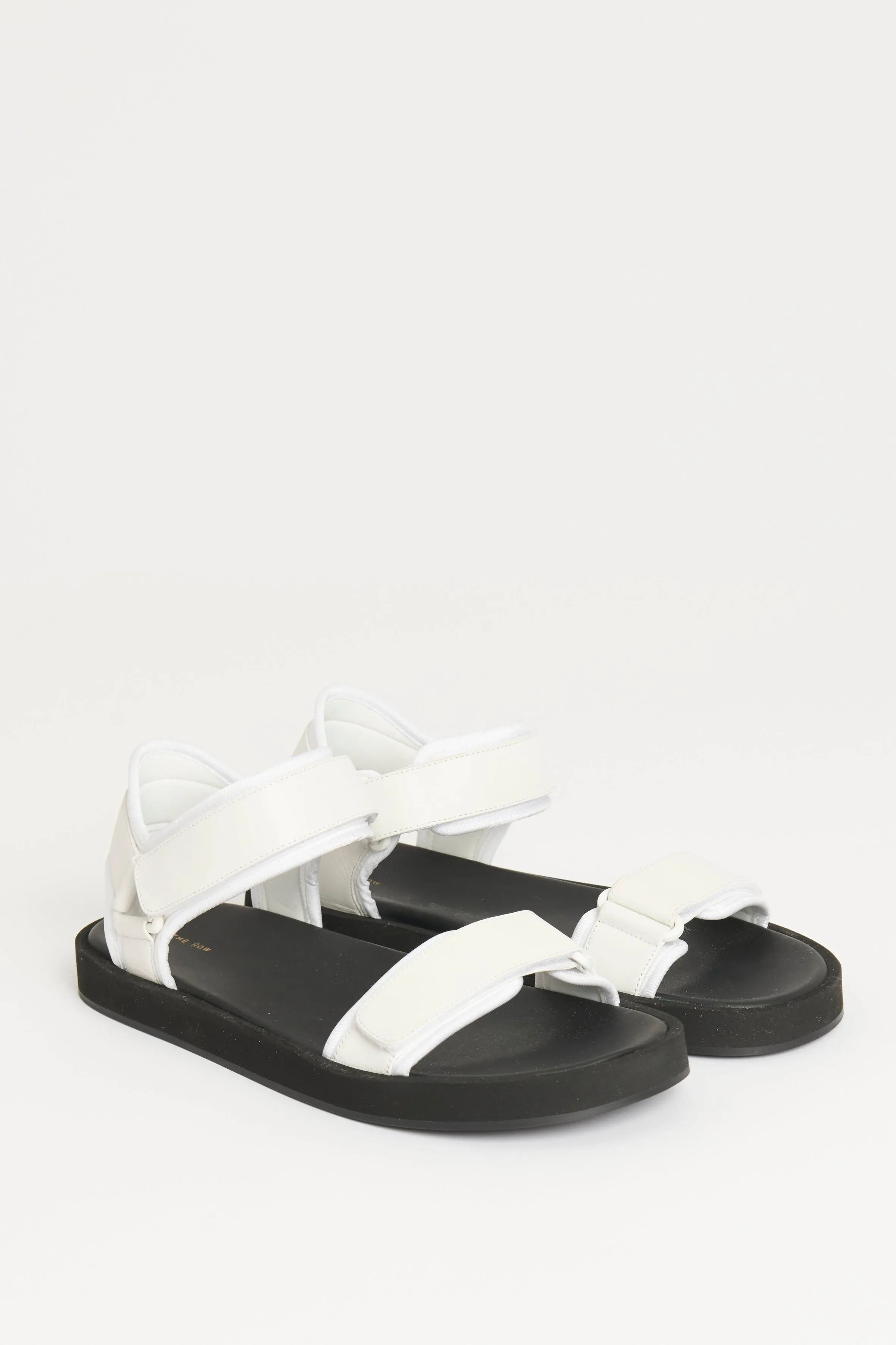 White Hook and Loop Leather Preowned Sandal