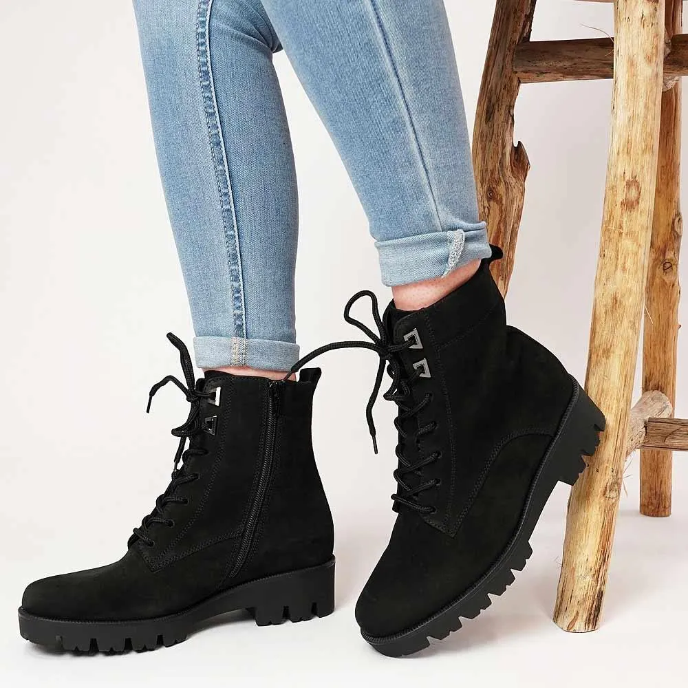 Zeina Black Suede Ankle Boots